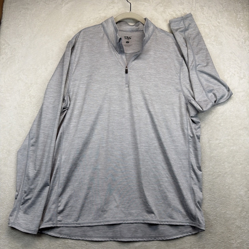 1764 Men's Quarter Zip Pullover Large Gray Performance Golf Running Athletic
